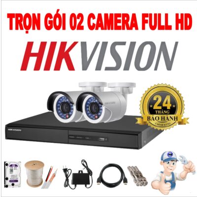 Trọn bộ lắp mới 2 camera Hikvision HD