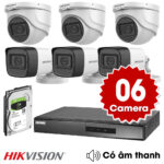 Lắp đặt trọn bộ 6 camera giám sát 2.0M Hikvision – Có âm thanh