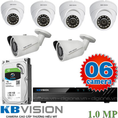 Lắp đặt trọn bộ 6 camera giám sát 1.0MP KBvision