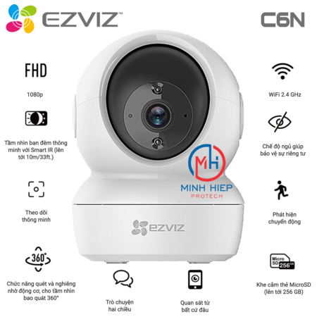 Cách cài đặt, Hướng lắp đặt camera Ezviz C6N, camera wifi